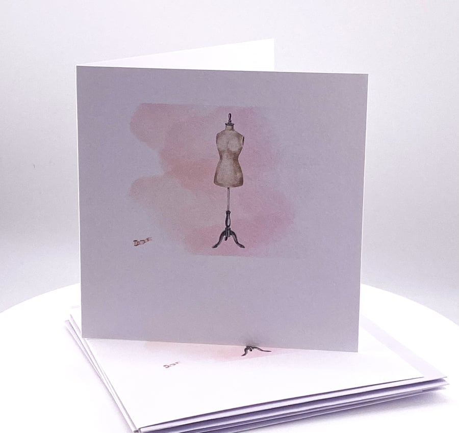 Set of 4 Mini Sewing Mannequin Notecards
