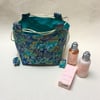 Turquoise Tiny Blossoms Japanese Rice Bag Gift Bag Reversible