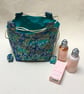 Turquoise Tiny Blossoms Japanese Rice Bag Gift Bag Reversible - Image 1