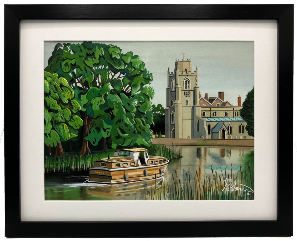 Hemingford Church, Rural Village Landscape Framed & Unframed Fine Art Print Gift