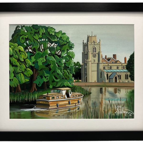 Hemingford Church, Rural Village Landscape Framed & Unframed Fine Art Print Gift