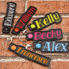 Personalised Embroidered Keyring, Custom name Key Ring
