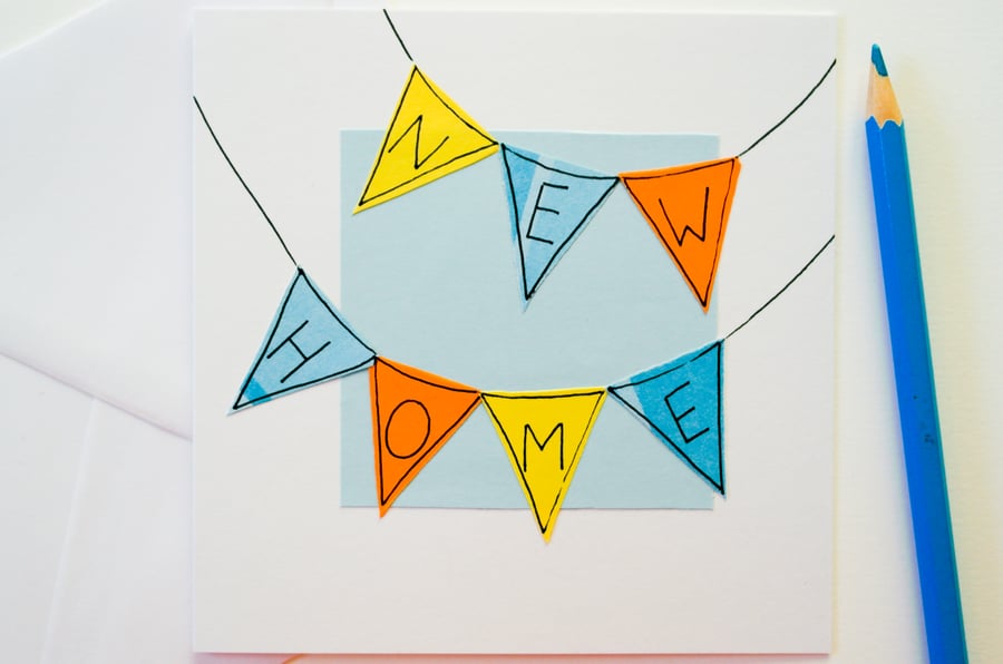 Greeting Card - New Home Bunting Handmade Greeting Card