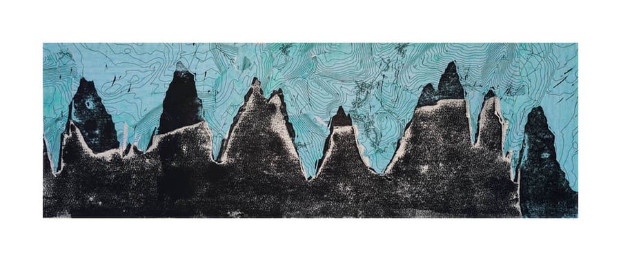 DARK PEAK I, Peak District mountain map print - gift for walkers & climbers