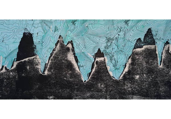 DARK PEAK I, Peak District mountain map print - gift for walkers & climbers