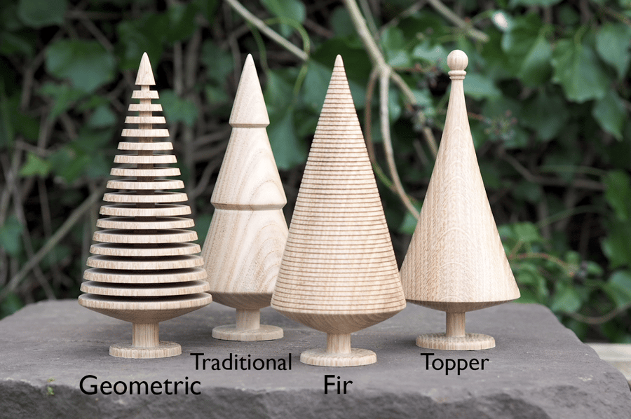 Set of 4 Wooden Christmas Trees - Handmade Xmas Gift - Oak Scandi Style Tree