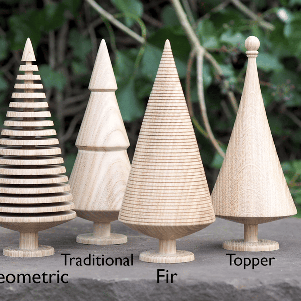 Set of 4 Wooden Christmas Trees - Handmade Xmas Gift - Oak Scandi Style Tree