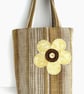 Boho Tote Bag with Yellow Hand-stitched Flower - Image 7
