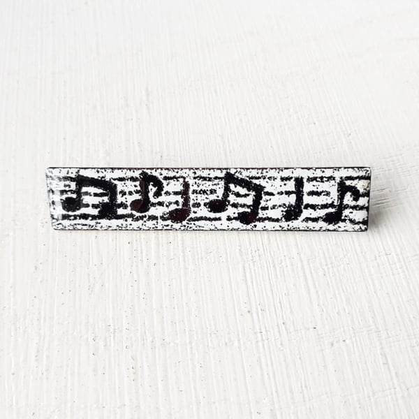 Rectangular Musical Notes Brooch