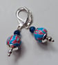 Dainty Polymer Clay Bead & Faceted Dyed Blue Agate Silver Plate Earrings