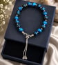 Blue Tiger's Eye Beaded Bracelet with adjustable sliding clasp  - Image 2