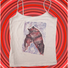 Handprinted lino bat gothic upcycled medium tank top