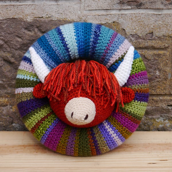 Crochet Highland Cow Head Wreath