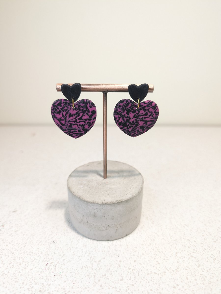 Pink leopard heart dangle 