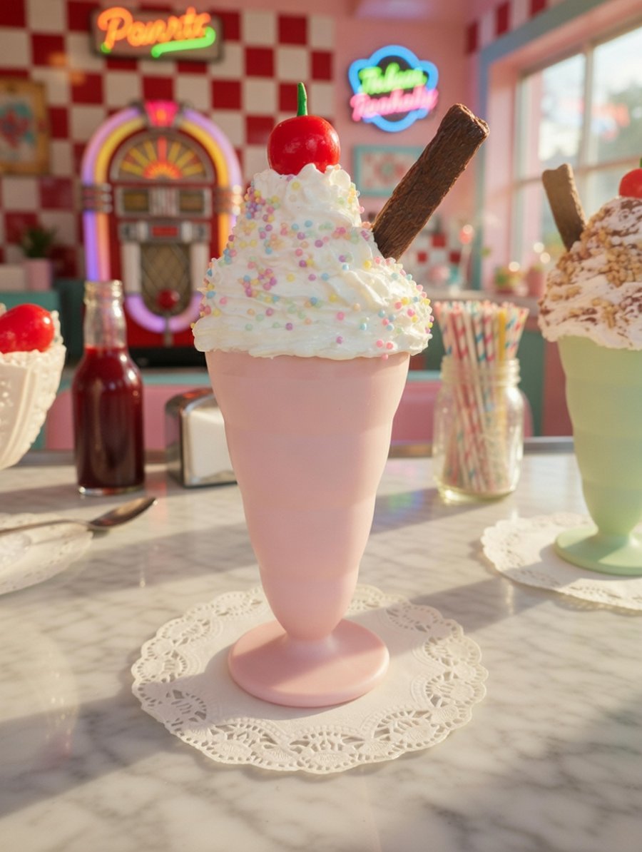 Fake Ice cream sundae with flake, sprinkles & cherry Home decor, Party, shop, T.