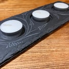 Hand Engraved Slate Tea-light holder