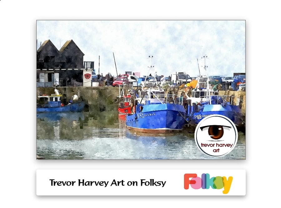 Fishing Boats At Whitstable, 12x8 inch  Fine Art print