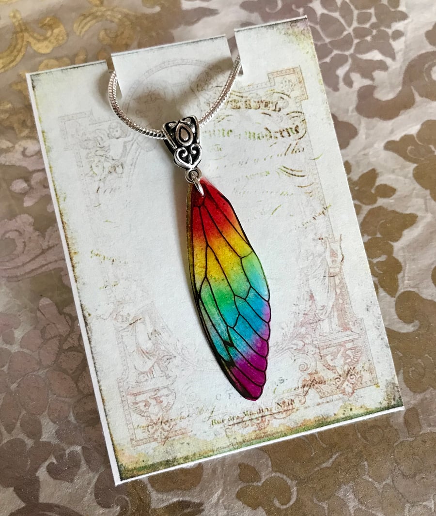 RESERVED FOR R.R CREWS Rainbow Fairy Wing Necklace