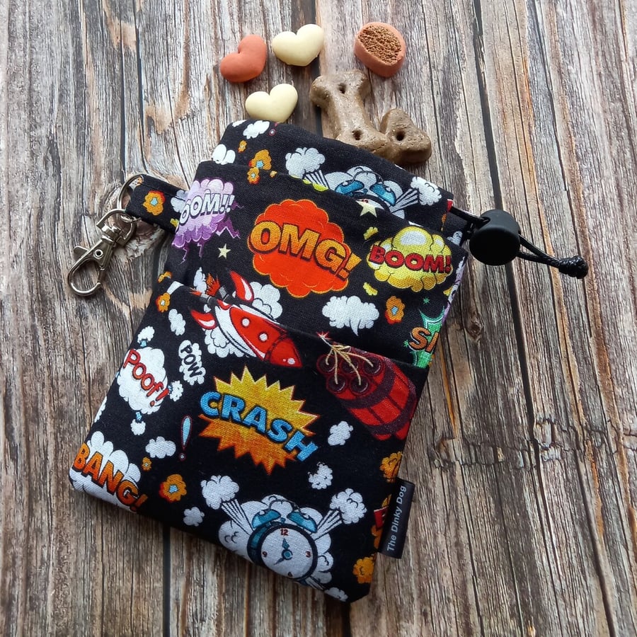 Crash, Bang, OMG dog treat bag, poo bag holder