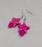 Pink howlite star and round agate earrings with silver plated ear wires  - Image 3