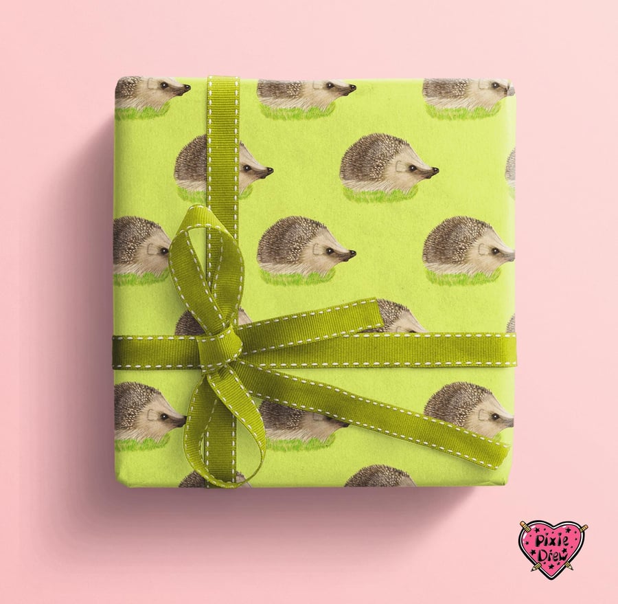 British hedgehog wrapping paper gift wrap