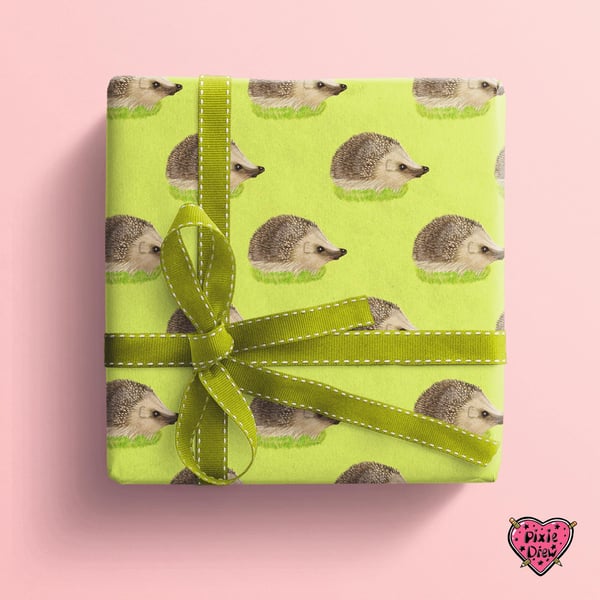 British hedgehog wrapping paper gift wrap