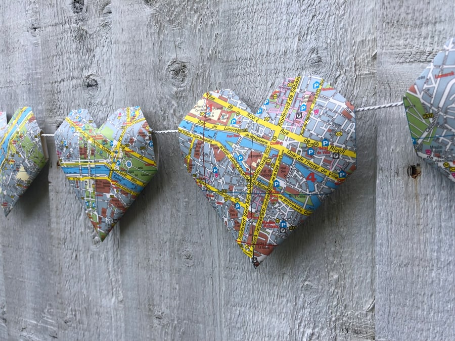 Love Paris paper loveheart bunting garland