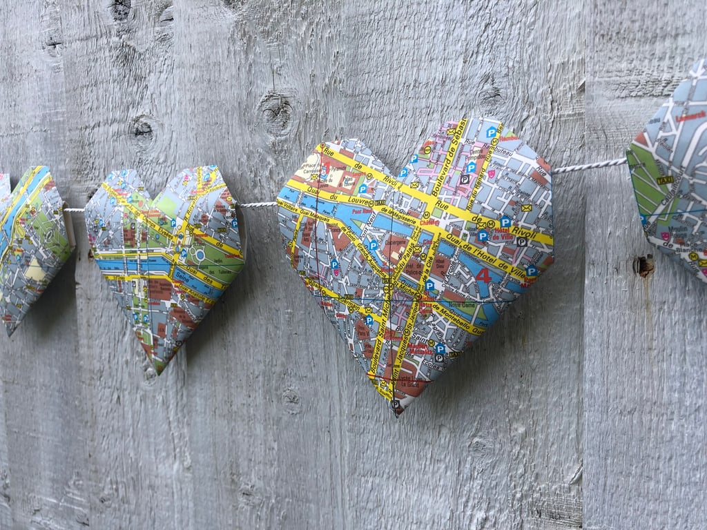 Love Paris paper loveheart bunting garland