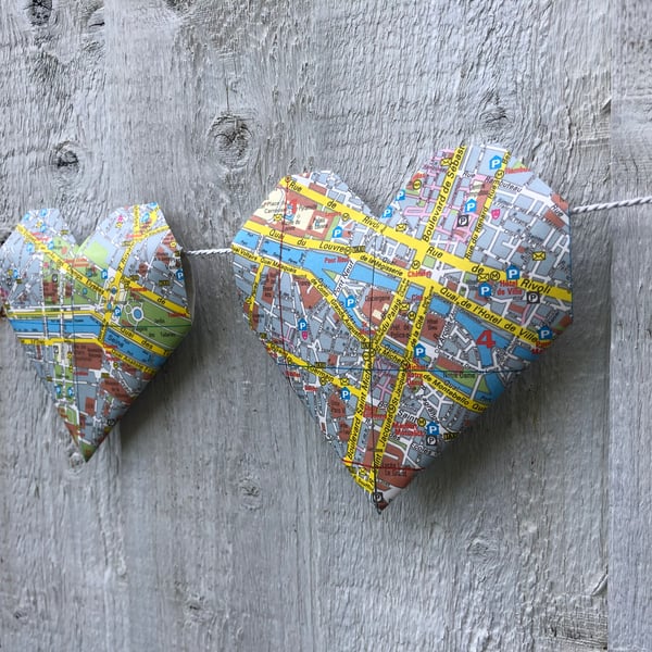Love Paris paper loveheart bunting garland