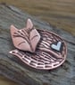 Copper and silver sleeping fox 3d mixed metal brooch  - Image 3