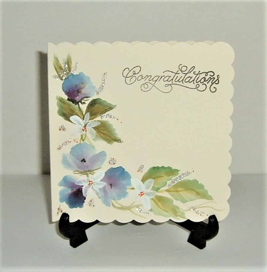 congratulations celebration hand painted card ( ref F 531)