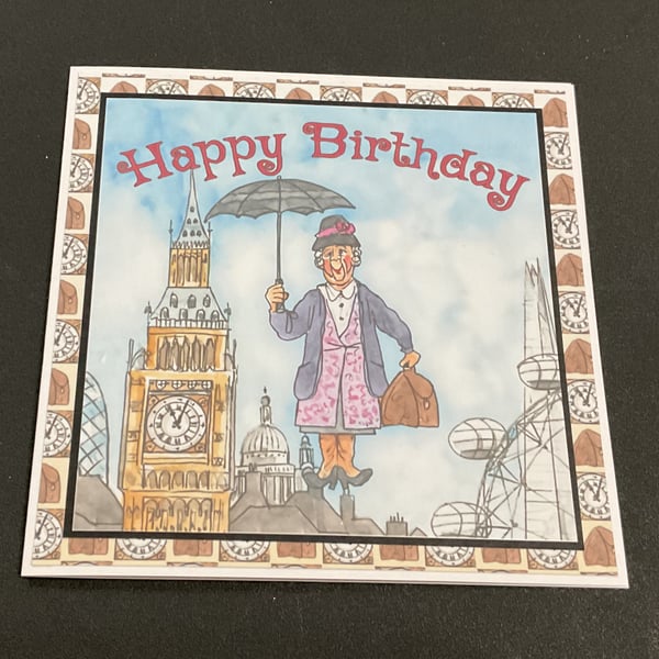 Handmade Funny Wrinklies at the Movies 6x6 Birthday Card - Mary Poppins
