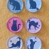 Handmade Art Deco Black Cat Fridge Magnets