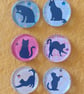 Handmade Art Deco Black Cat Fridge Magnets