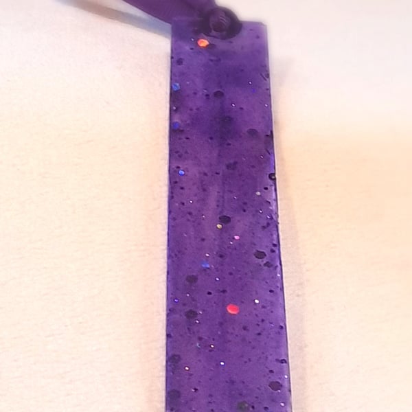 Sparkly purple resin bookmark
