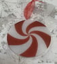Red and White Peppermint Swirl Christmas Decoration - made to order - Image 2