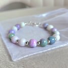 Purple, Green and Blue Porcelain Beaded Bracelet 
