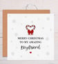 Love Christmas Card For Boyfriend, Festive Candy Cane Handmade Card - Image 2