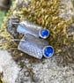 Oxidised sterling silver and lapis lazuli industrial look earrings