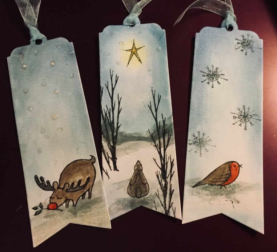 3 Handmade Christmas Animals Bookmarks