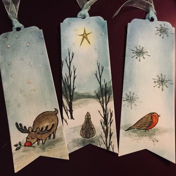 3 Handmade Christmas Animals Bookmarks