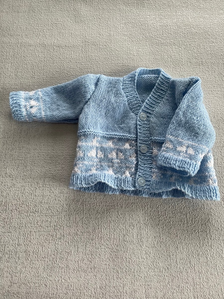 Fair Isle cardigan with seaside theme