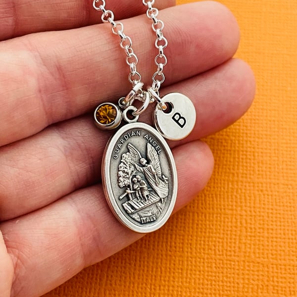 Guardian Angel Holy Medal Necklace