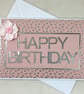 Pink and silver text Happy Birthday card - Image 1