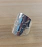 Upcycled Sterling Silver Mandala Stamped Spoon Bowl Adjustable Ring (SKU060625)
