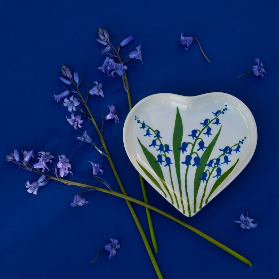 Bluebells Heart Dish - Hand Painted