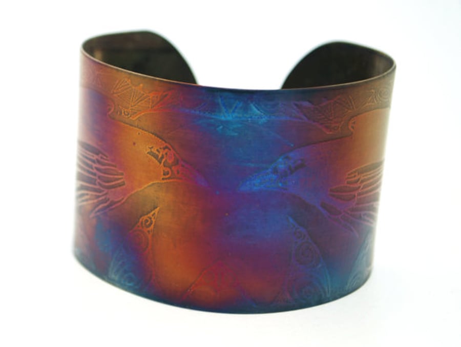 Surgical steel Raven Cuff, multicolured finish, large