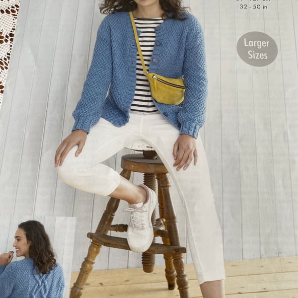 Ladies chunky cardigan knitting pattern King Cole 5683
