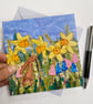 Daffodil and hare spring printed greetings card.  