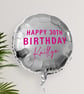Personalised Birthday Balloon Sticker - Script Name: Custom Name & Age - DIY
